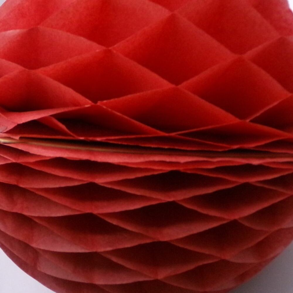 3 Vintage Large Valentine Christmas Red Red White Honeycomb Tissue Paper Balls - Picture 5 of 14